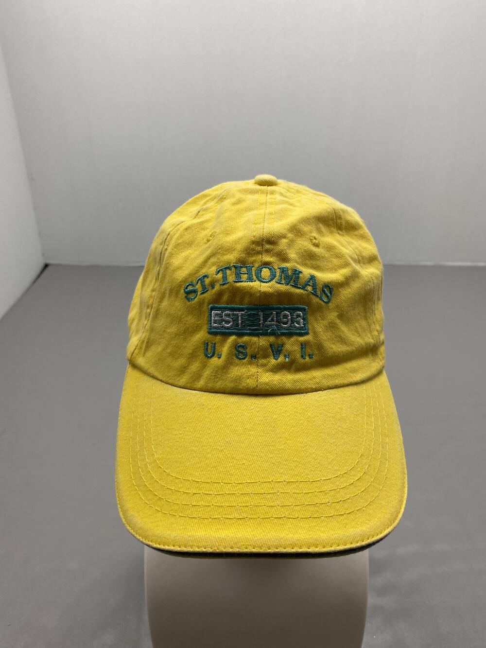 St Thomas Hat Cap Strap Back One Size Yellow Old Dock Baseball Cap Twill Mens